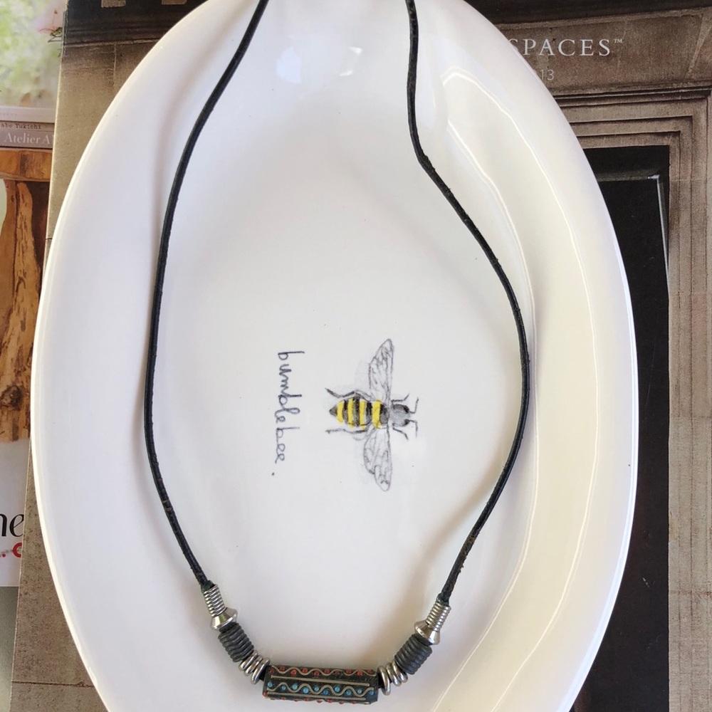 Leather Necklace with Mixed Hardware
